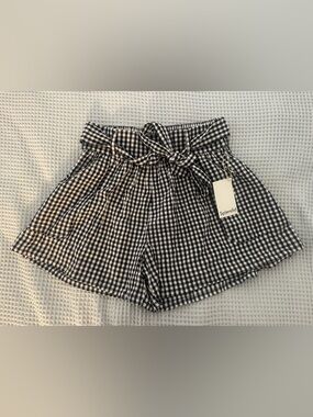 Splendid Black & White Gingham Paperbag Tie-Waist Skirt